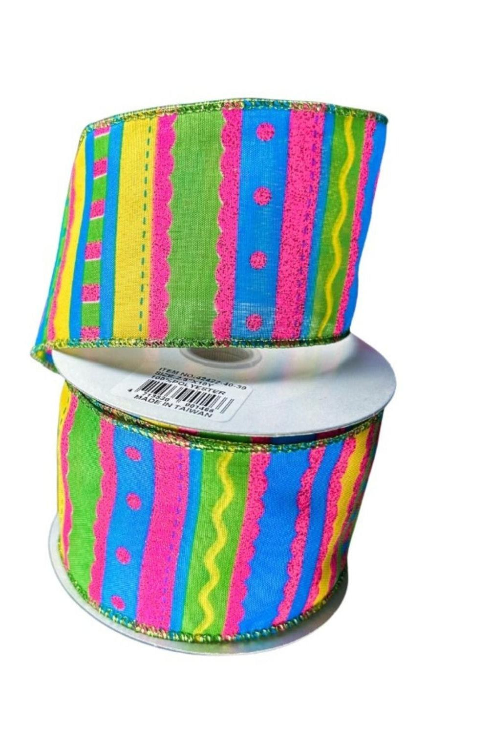 Shop For 2.5" Glitter Fun Satin Stripe Ribbon: Multi (10 Yards)