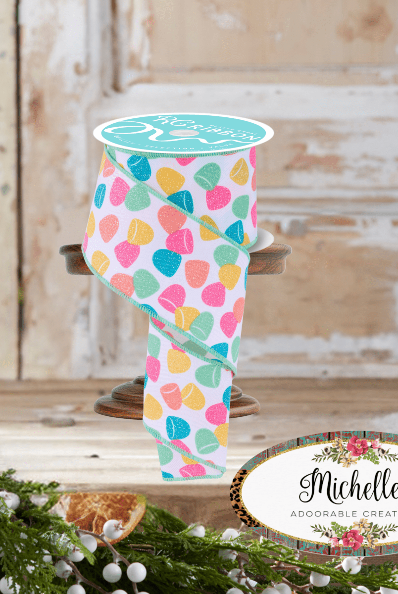 Shop For 2.5" Glitter Gumdrop Ribbon: Pastel (10 Yards)