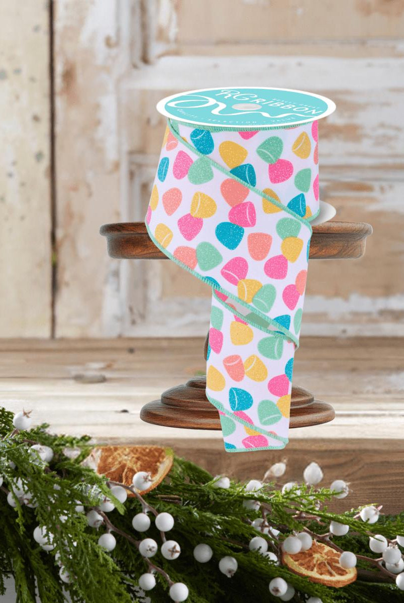 Shop For 2.5" Glitter Gumdrop Ribbon: Pastel (10 Yards)