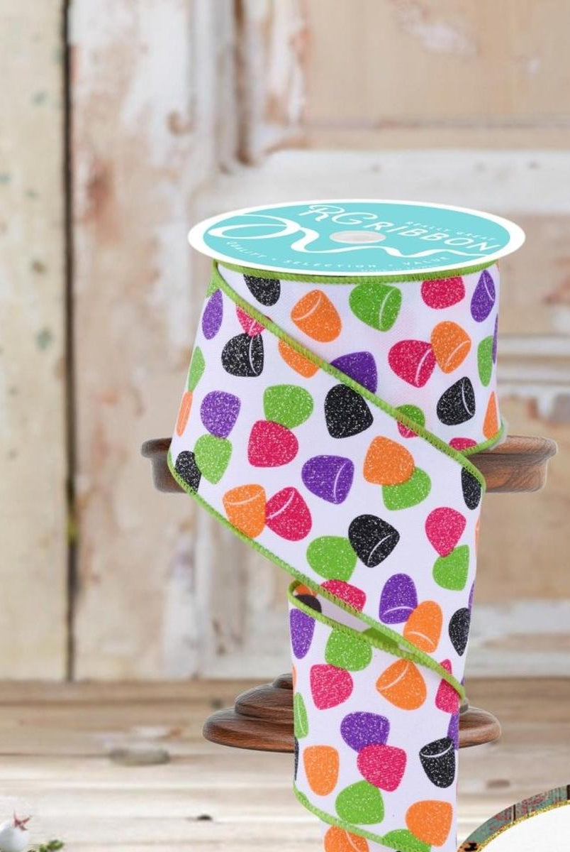 Shop For 2.5" Glitter Gumdrop Ribbon: Pink/Lime (10 Yards)