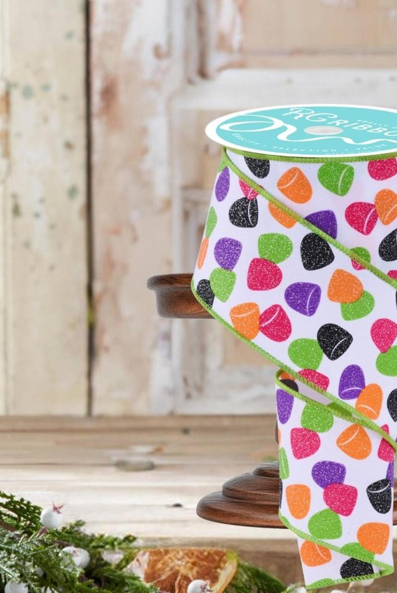 Shop For 2.5" Glitter Gumdrop Ribbon: Pink/Lime (10 Yards)