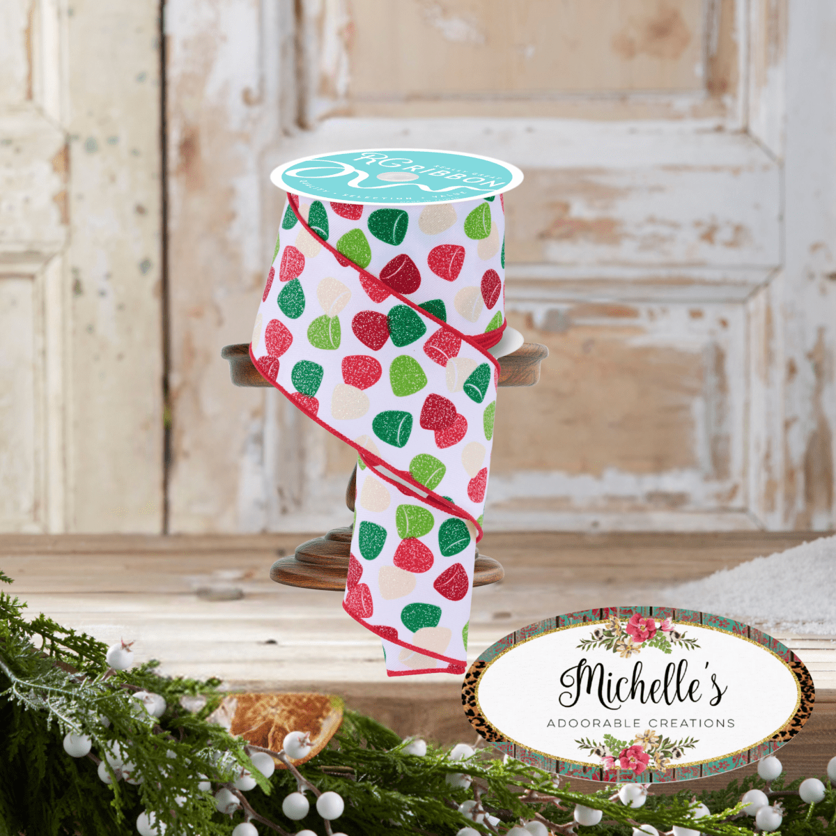 Shop For 2.5" Glitter Gumdrop Ribbon: Primary (10 Yards)