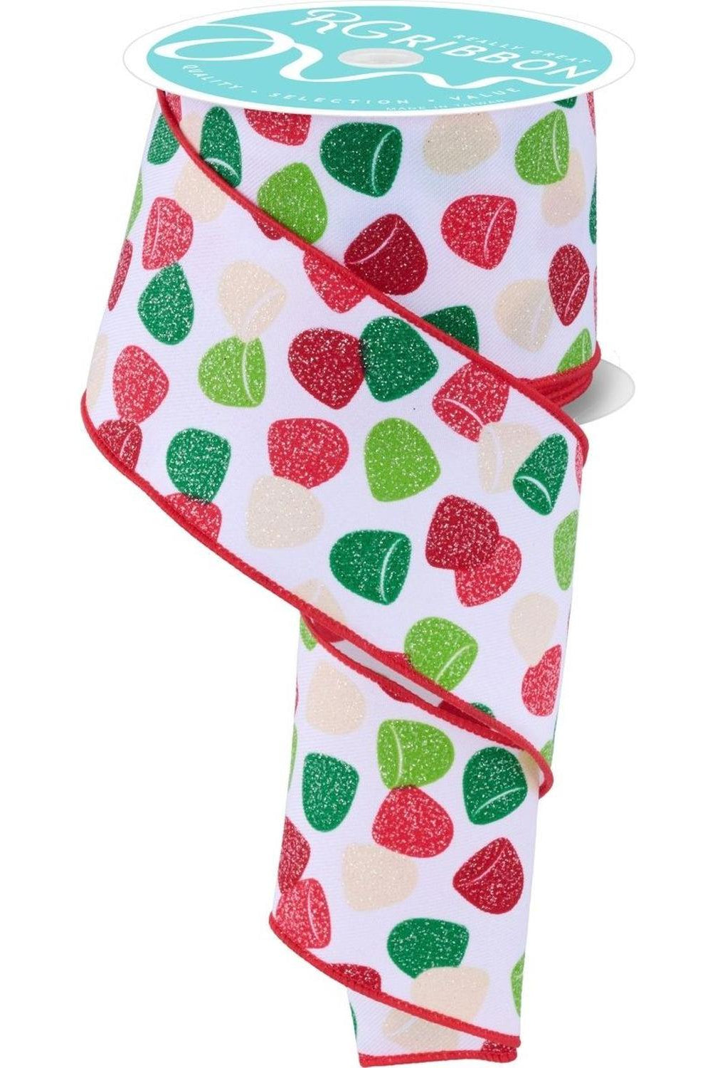 2.5" Glitter Gumdrop Ribbon: Primary (10 Yards)