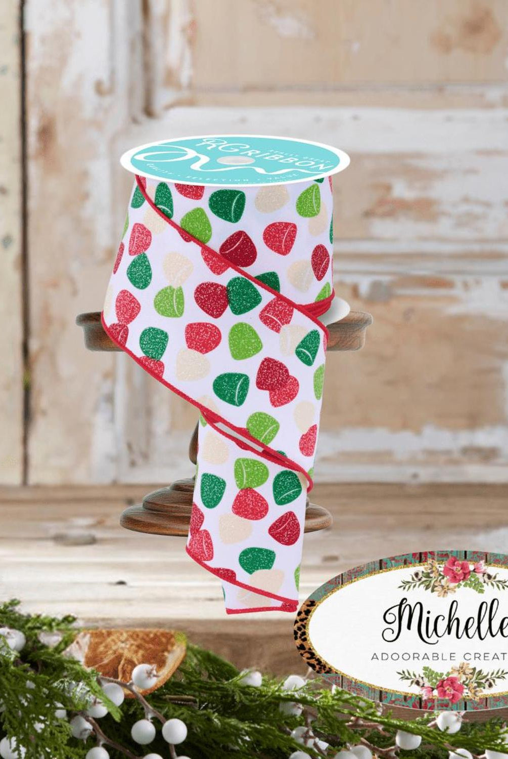 2.5" Glitter Gumdrop Ribbon: Primary (10 Yards)