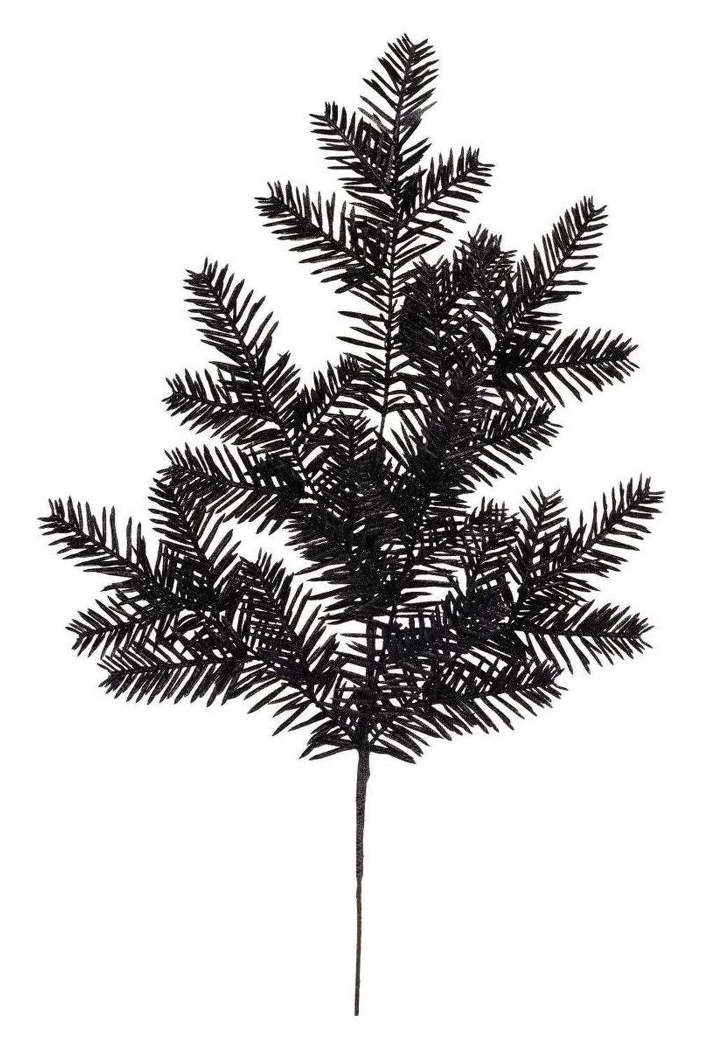 25" Glitter Hemlock Spray: Black