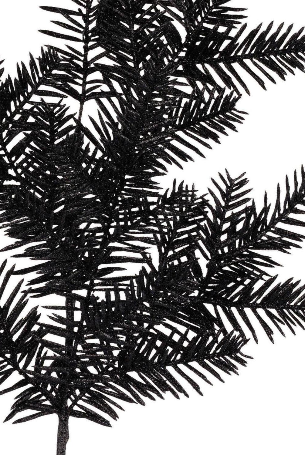 25" Glitter Hemlock Spray: Black