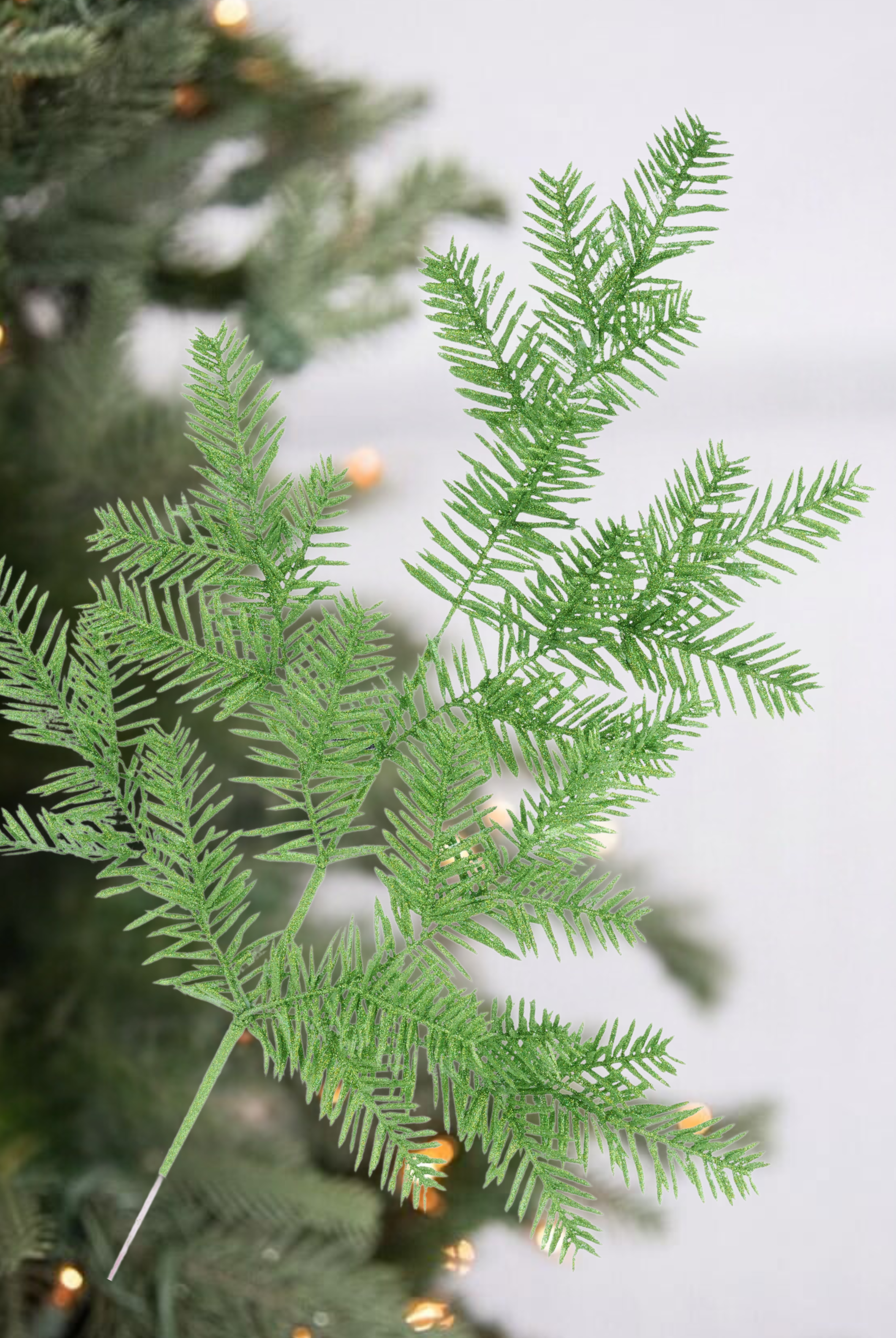 Shop For 25" Glitter Hemlock Spray: Lime Green