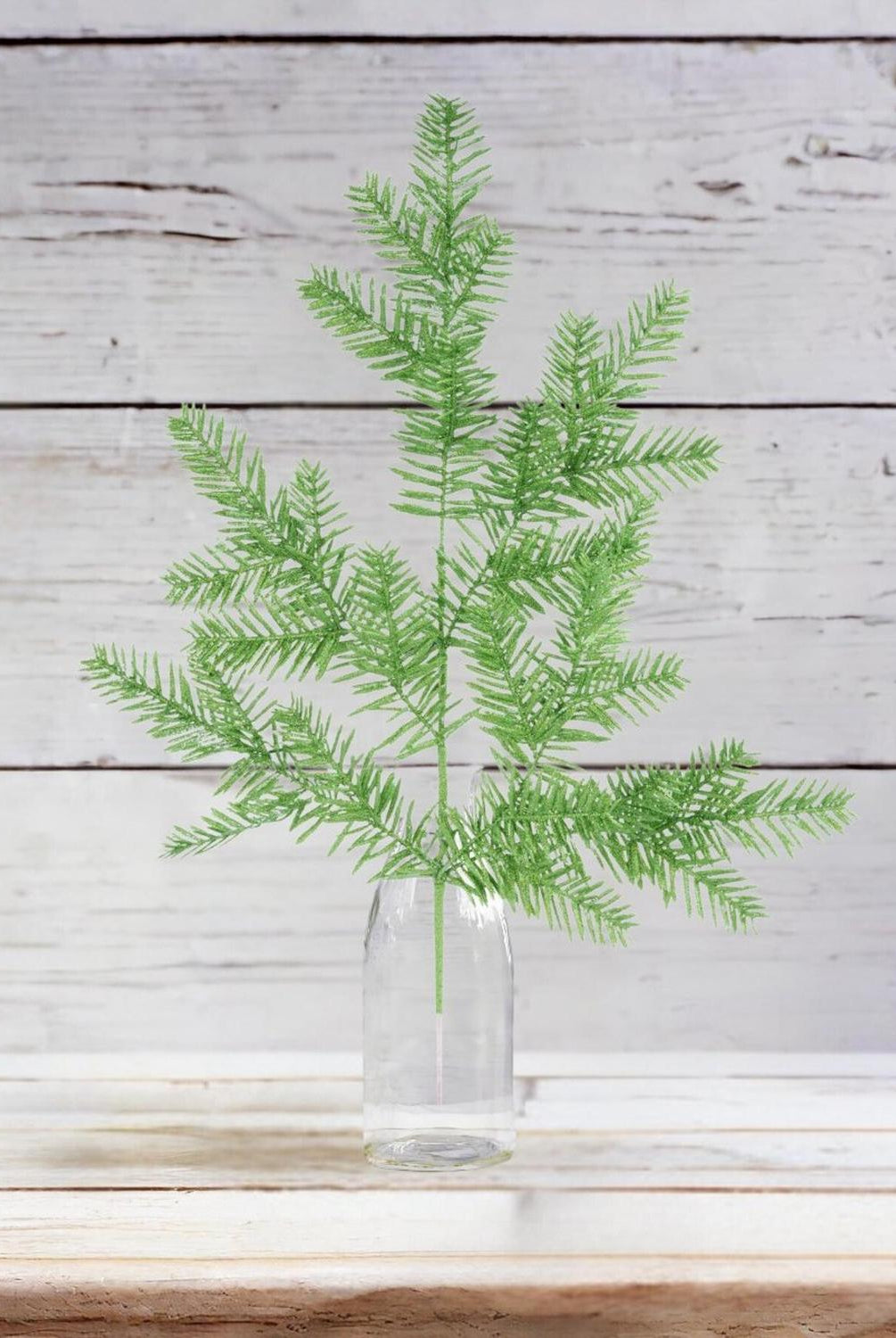 25" Glitter Hemlock Spray: Lime Green