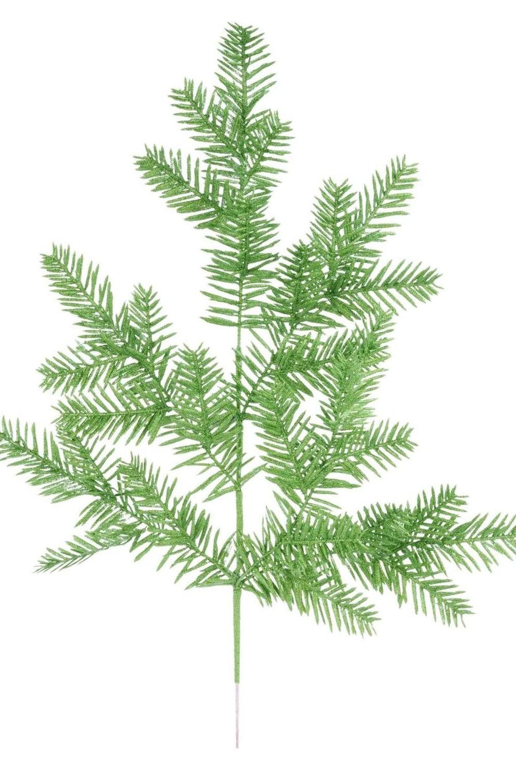 25" Glitter Hemlock Spray: Lime Green