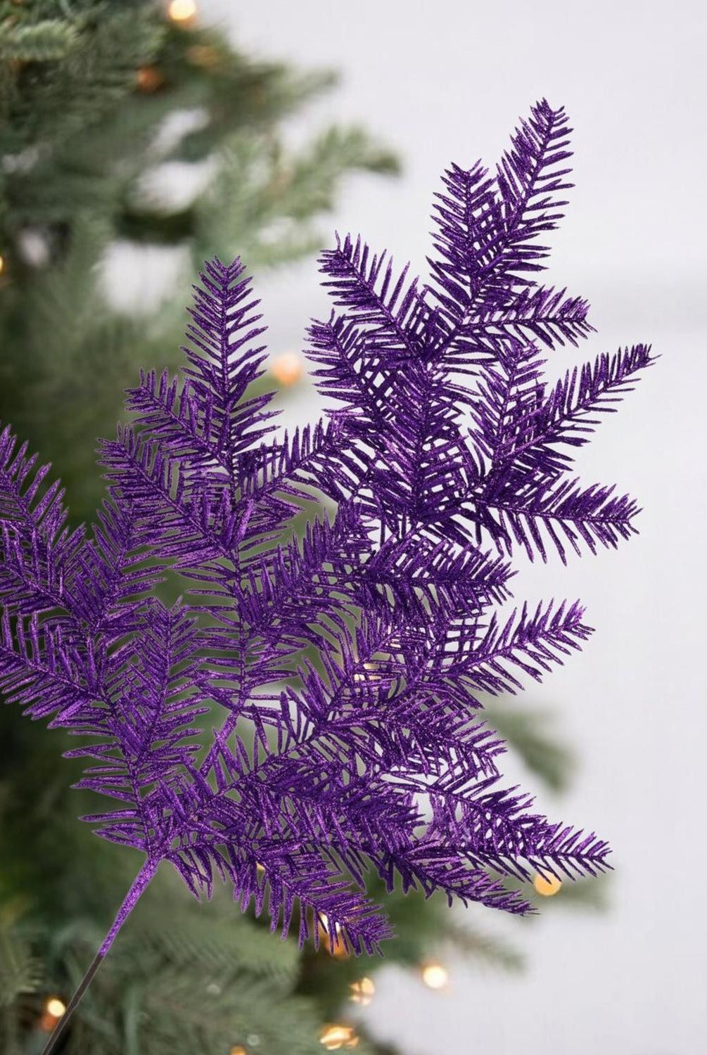 25" Glitter Hemlock Spray: Purple