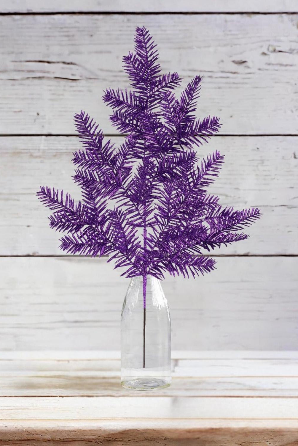 25" Glitter Hemlock Spray: Purple