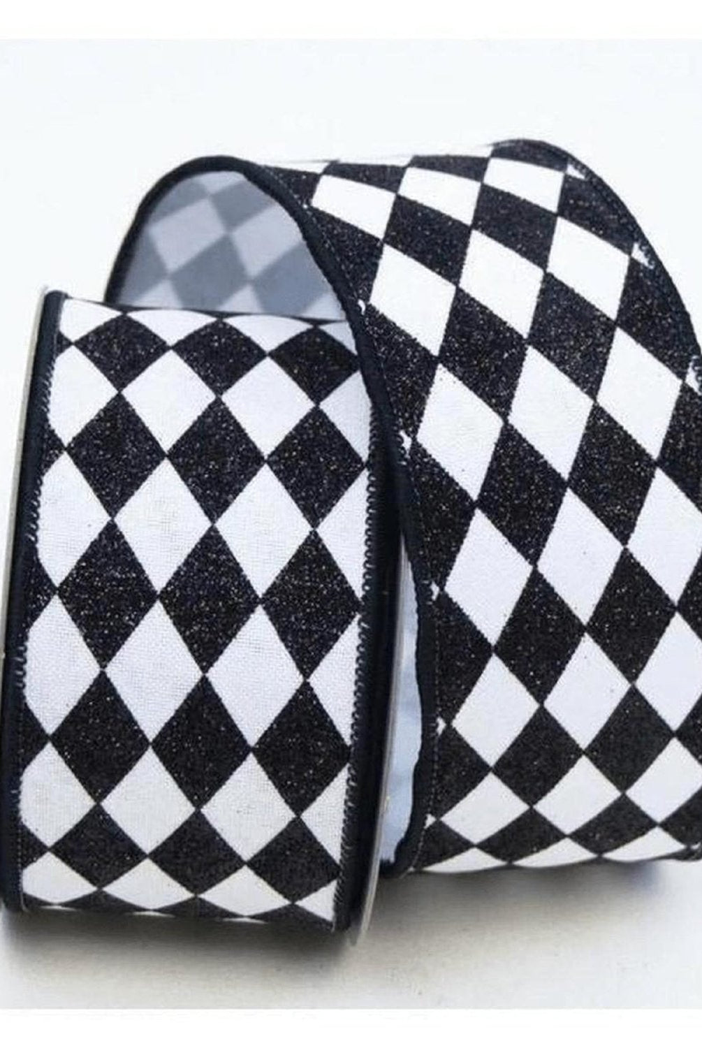 Shop For 2.5" Glitter Jester Diamond Ribbon: Black & White (10 Yards)