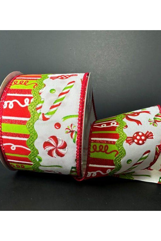 Shop For 2.5" Glitter Loopy Ric Rac Ribbon: Lime, Red, White (10 Yards) at Michelle's aDOORable Creations