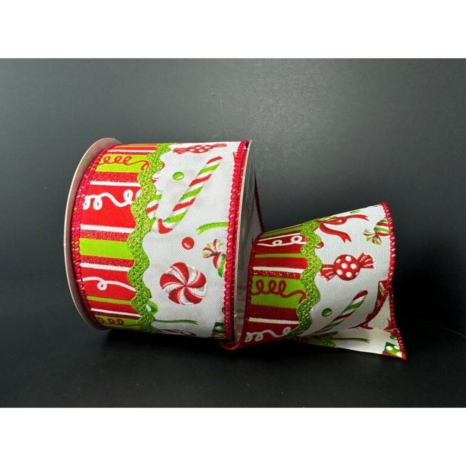 Shop For 2.5" Glitter Loopy Ric Rac Ribbon: Lime, Red, White (10 Yards) at Michelle's aDOORable Creations