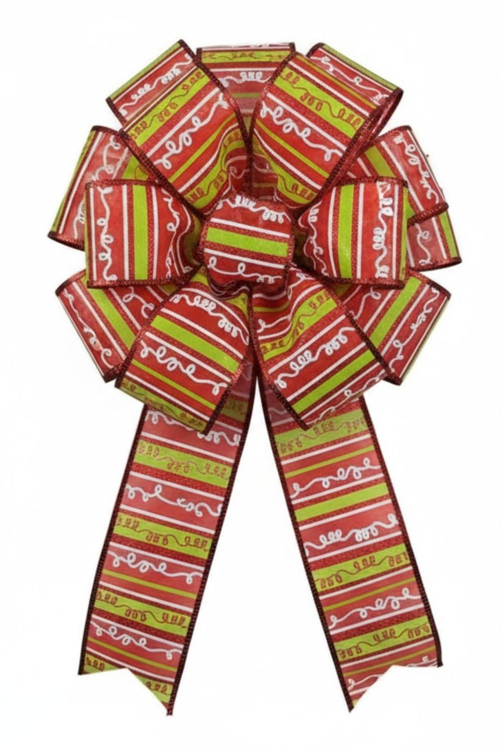 Shop For 2.5" Glitter Loopy Stripes Ribbon: Lime, Red, White