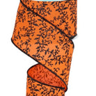 Shop For 2.5" Glitter Mini Leaf Vines Ribbon: Orange/Black (10 Yards)