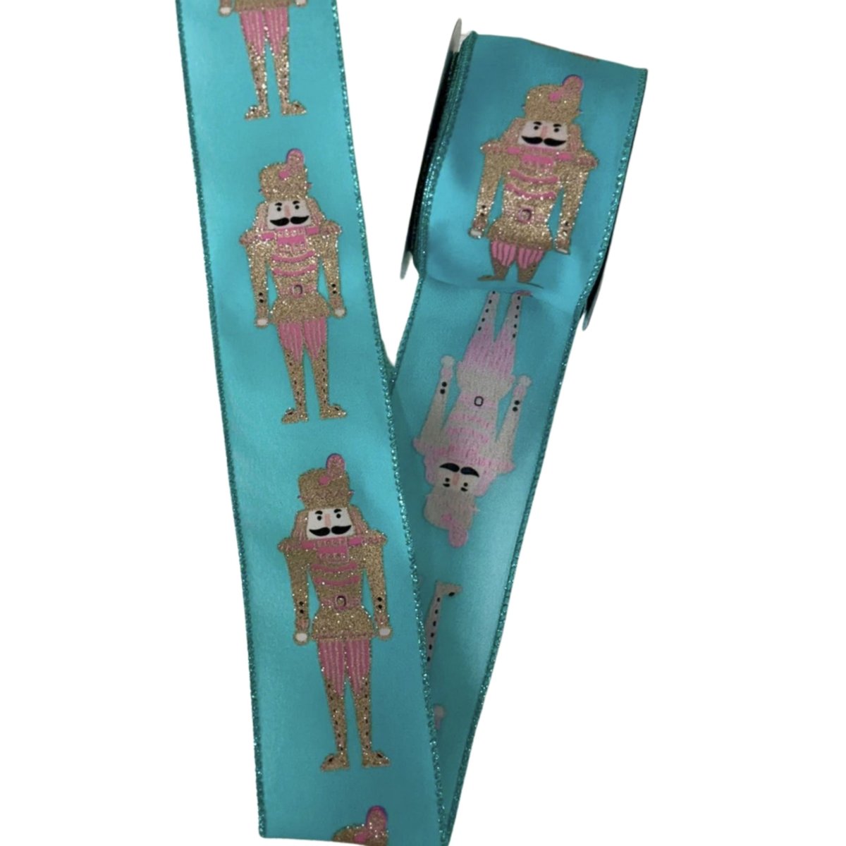 Shop For 2.5" Glitter Nutcracker Ribbon: Pink & Teal (10 Yards)