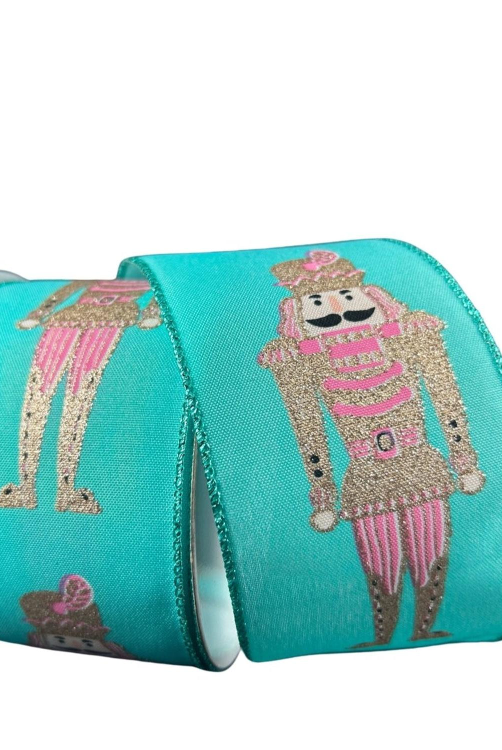 2.5" Glitter Nutcracker Ribbon: Pink & Teal (10 Yards)