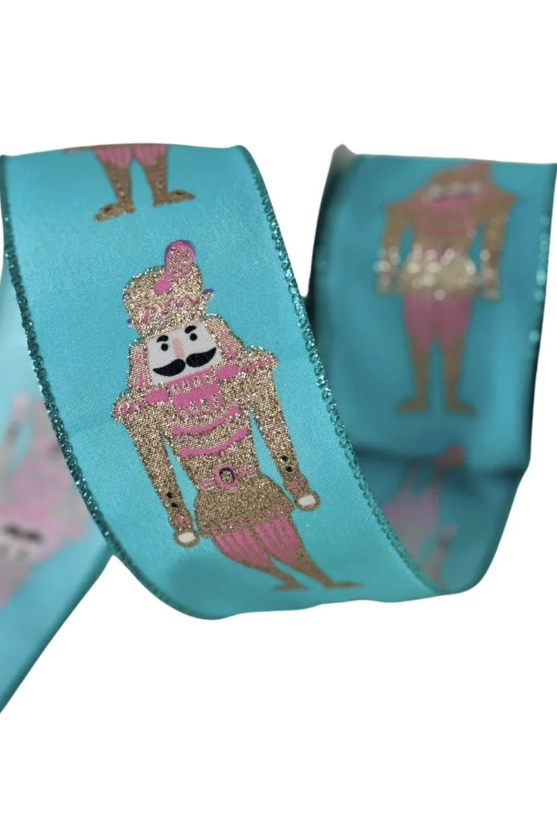 Shop For 2.5" Glitter Nutcracker Ribbon: Pink & Teal (10 Yards)