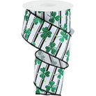 Shop For 2.5" Glitter Shamrock Ribbon: Dots/Stripes (10 Yards) at Michelle's aDOORable Creations