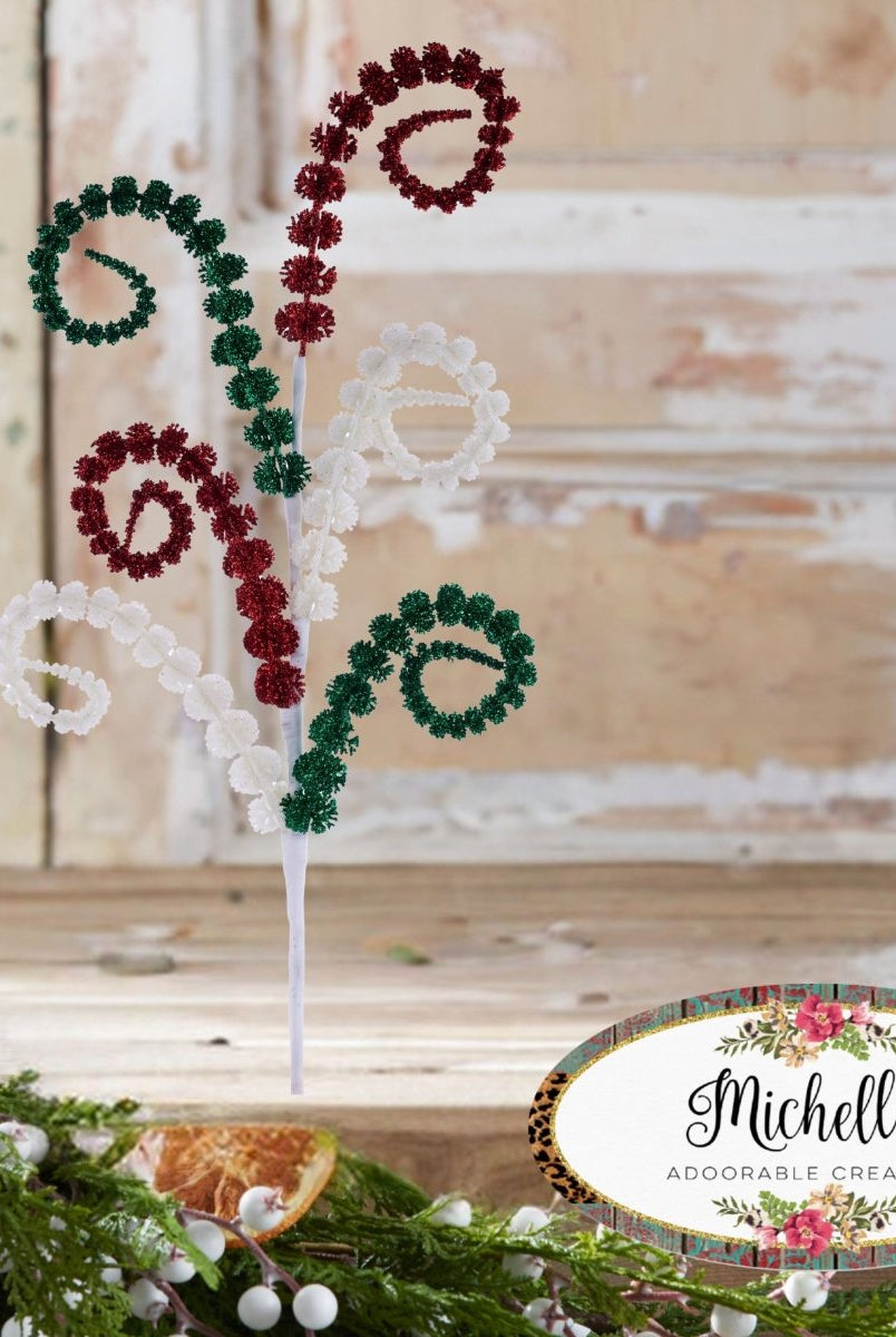 Shop For 25" Glitter Spike Coil Spray: Red/Green