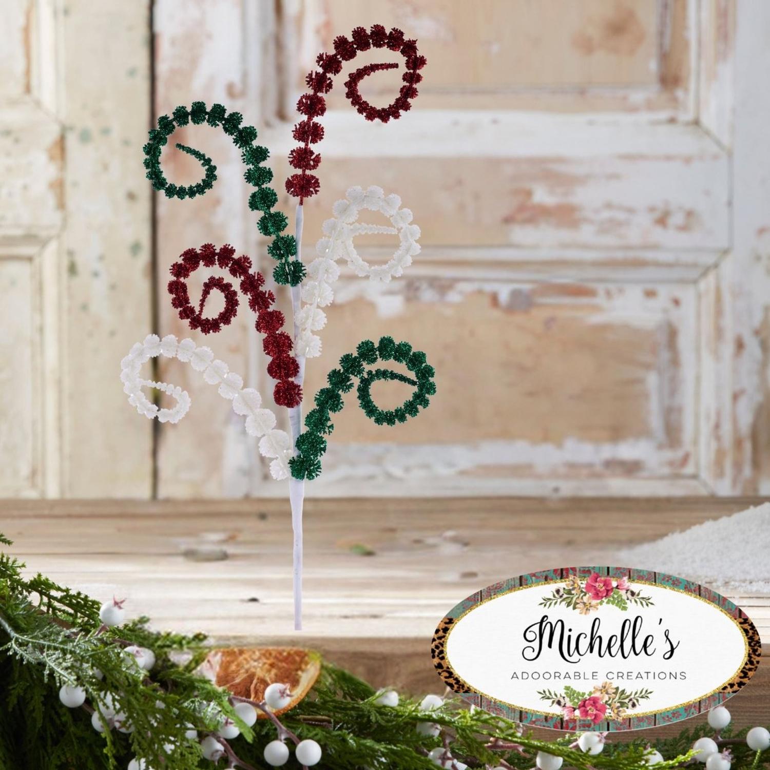 Shop For 25" Glitter Spike Coil Spray: Red/Green