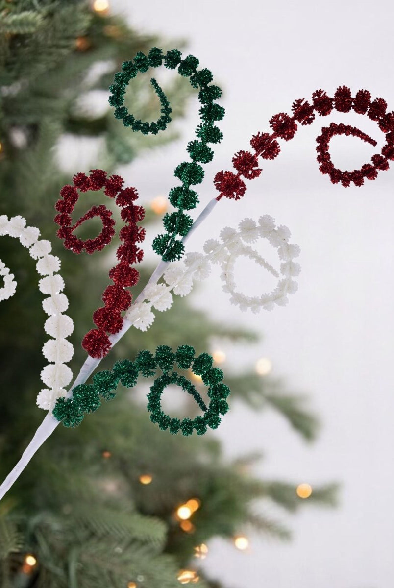 Shop For 25" Glitter Spike Coil Spray: Red/Green