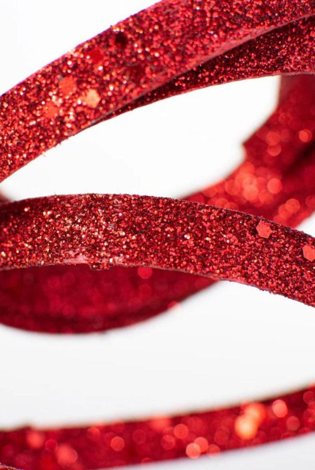 25" Glitter Spiral Ribbon Spray: Red