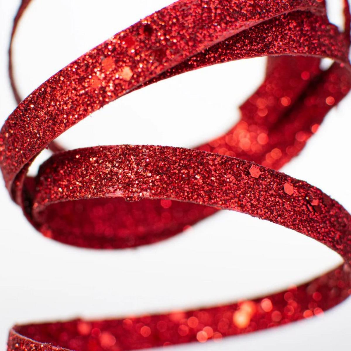 Shop For 25" Glitter Spiral Ribbon Spray: Red