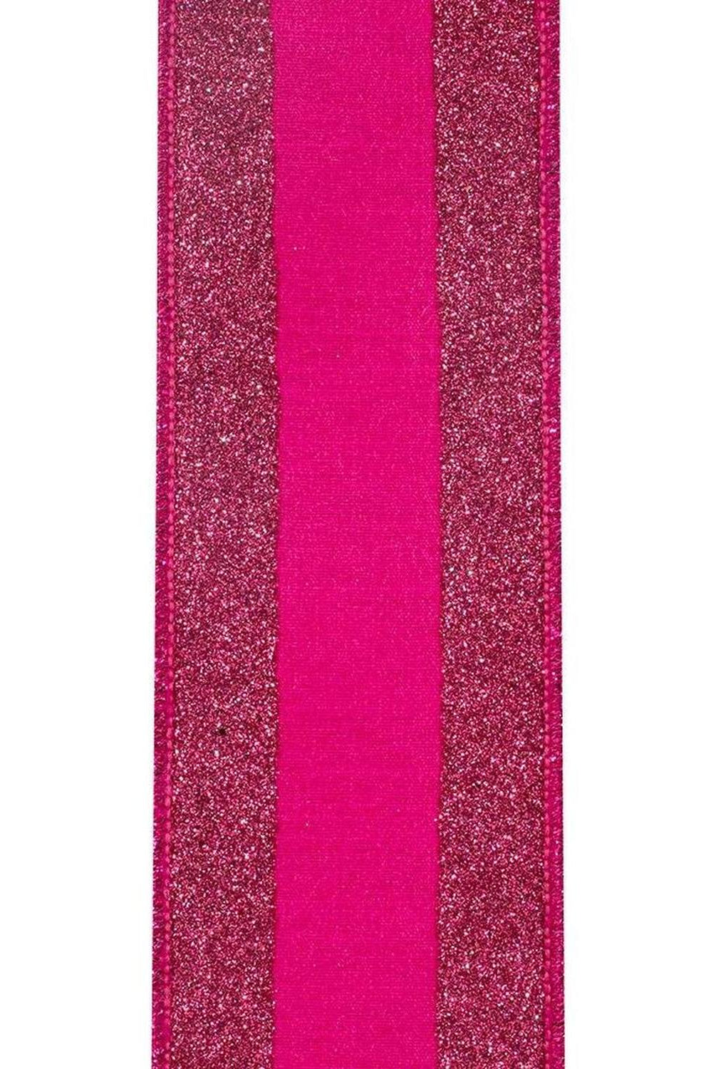 2.5" Glitter Stripe Dupioni Ribbon: Fuchsia (5 Yards)