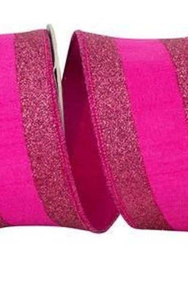 2.5" Glitter Stripe Dupioni Ribbon: Fuchsia (5 Yards)