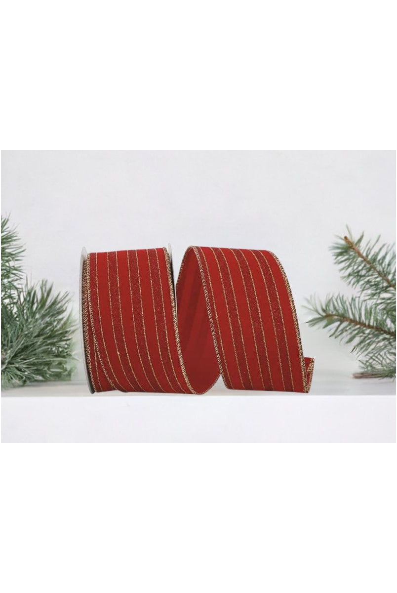 Shop For 2.5" Glitter Stripe Velvet Ribbon: Red/Gold (10 Yards)