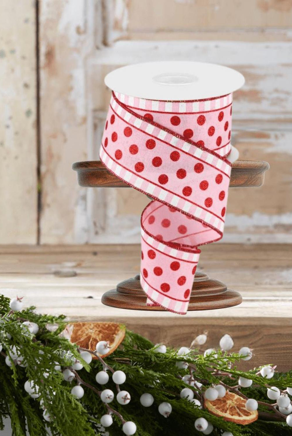 Shop For 2.5" Glitter Stripes Polka Dot Ribbon: Red & Pink (10 Yards)