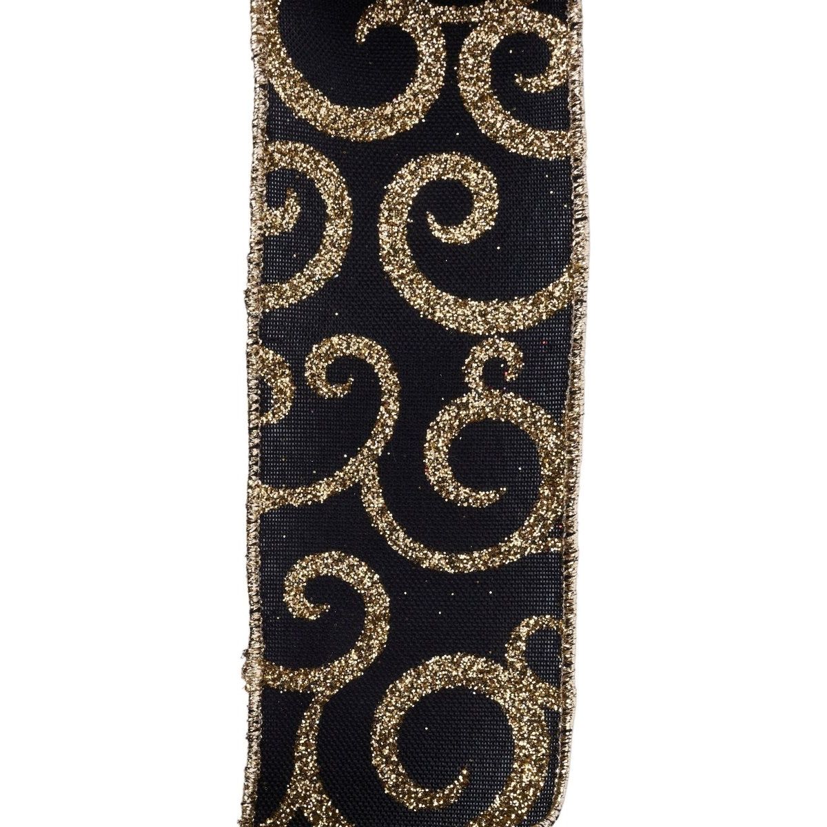 Shop For 2.5" Glitter Swirl Ribbon: Black/Gold (10 Yards)