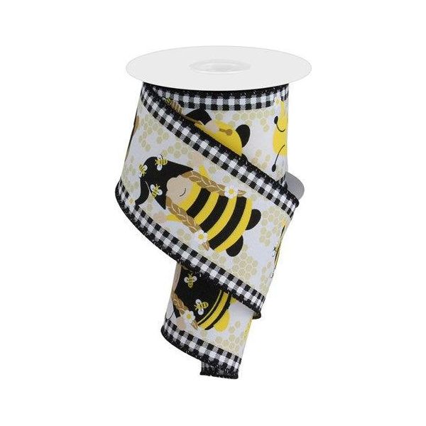 Shop For 2.5" Gnome Bumble Bee Ribbon: White (10 Yards)