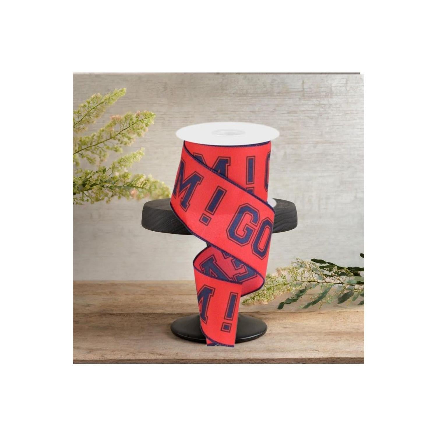 2.5" Go Team Ribbon: Red & Navy Blue (10 Yards)