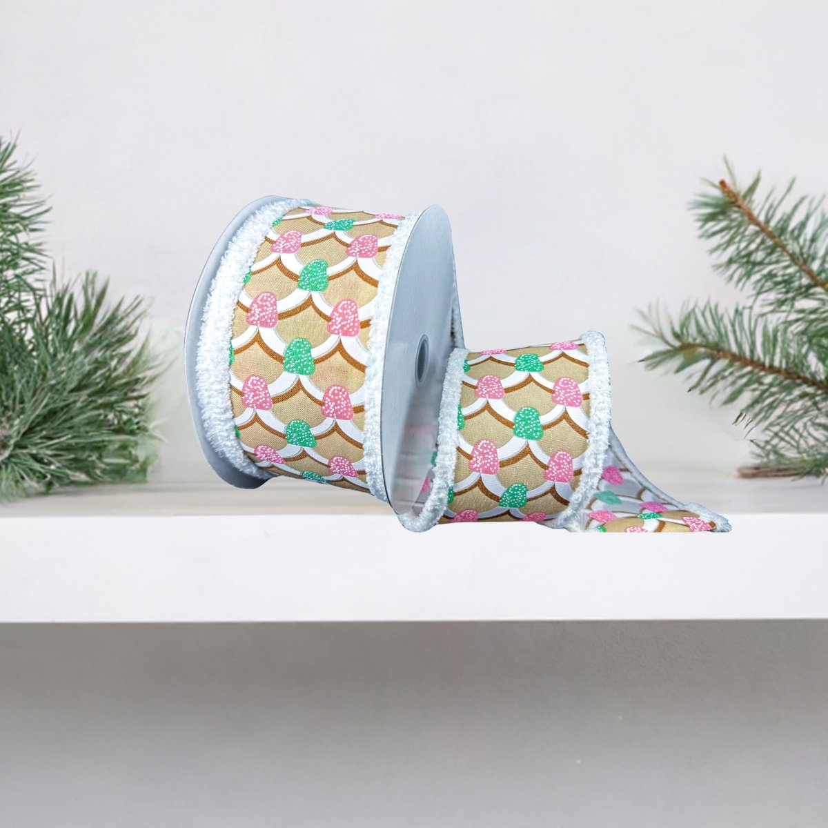 Shop For 2.5" Gumdrop Gingerbread Roof Drift Ribbon: Pastel (10 Yards)