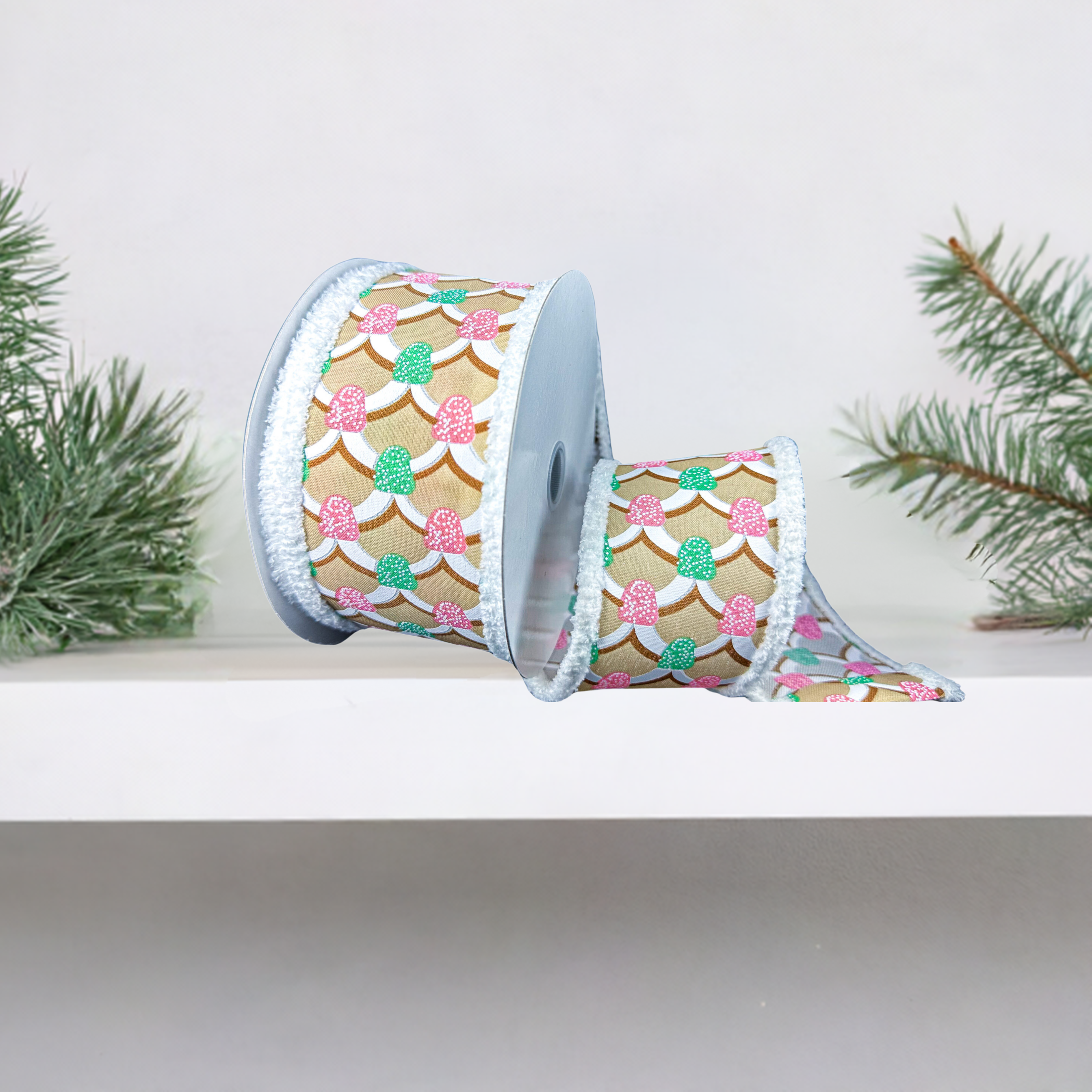 Shop For 2.5" Gumdrop Gingerbread Roof Drift Ribbon: Pastel (10 Yards)
