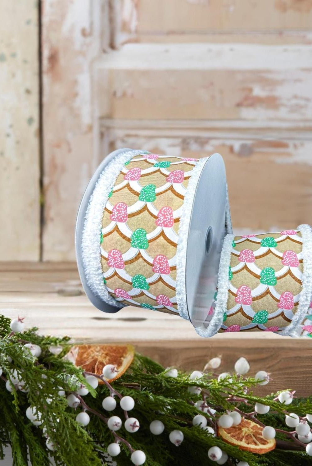 2.5" Gumdrop Gingerbread Roof Drift Ribbon: Pastel (10 Yards)