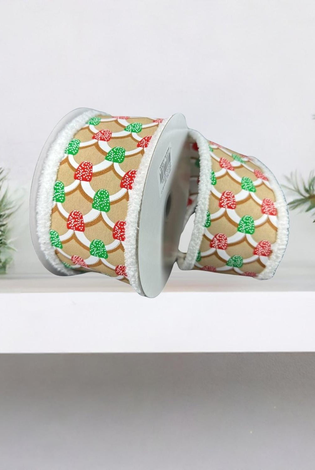 2.5" Gumdrop Gingerbread Roof Drift Ribbon: Red/Green (10 Yards)