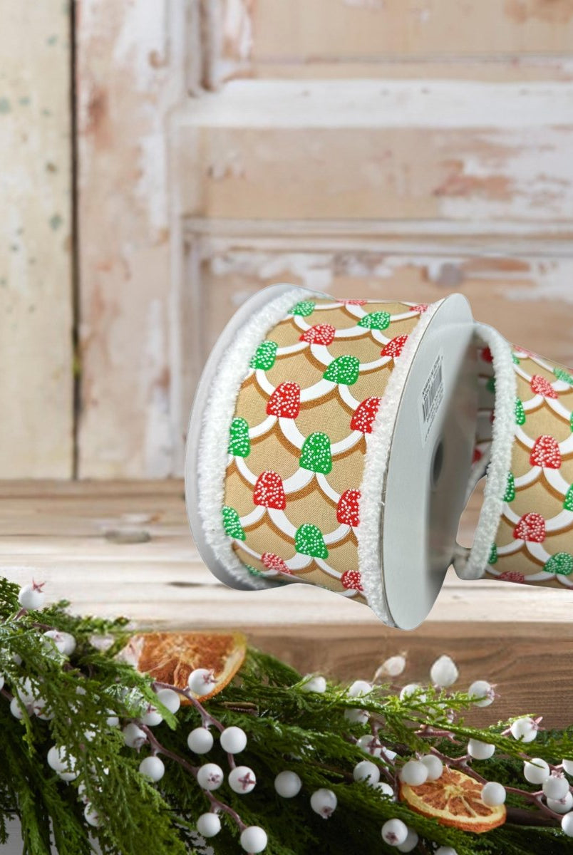 Shop For 2.5" Gumdrop Gingerbread Roof Drift Ribbon: Red/Green (10 Yards)