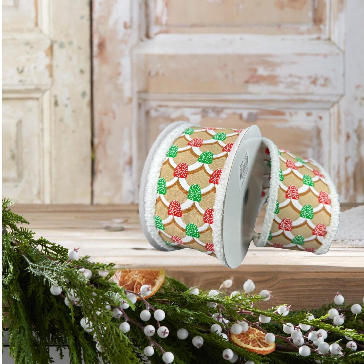 Shop For 2.5" Gumdrop Gingerbread Roof Drift Ribbon: Red/Green (10 Yards)