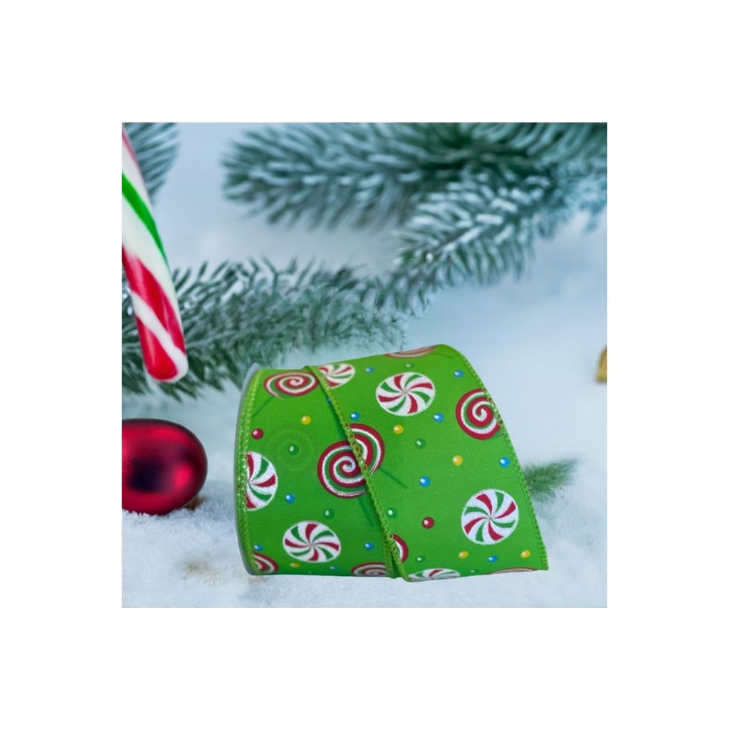 Shop For 2.5" Hard Candy Ribbon: Green (10 Yards) at Michelle's aDOORable Creations