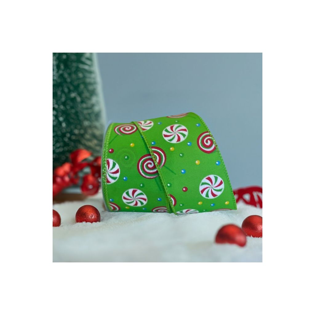 Shop For 2.5" Hard Candy Ribbon: Green (10 Yards) at Michelle's aDOORable Creations