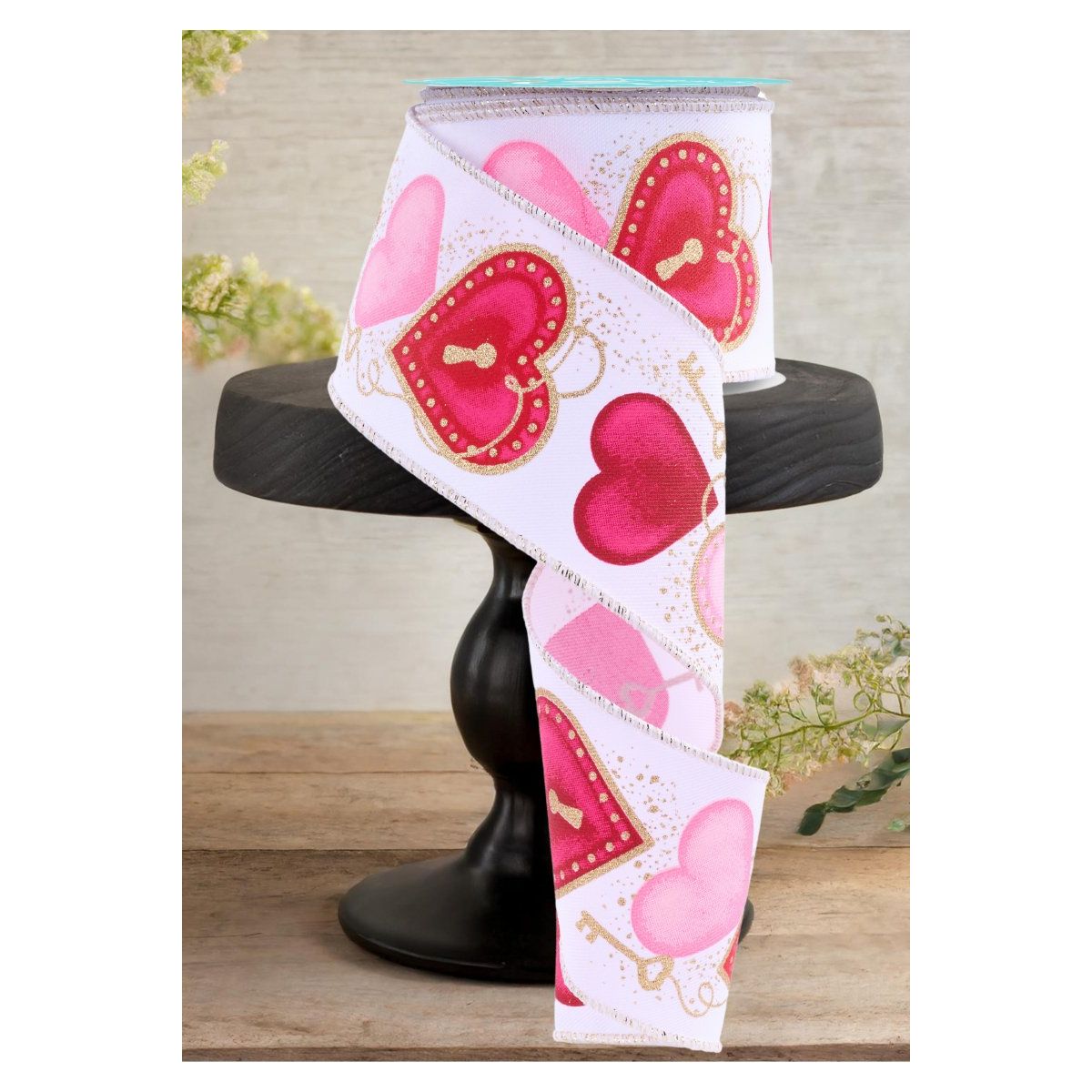 Shop For 2.5" Heart Locks Ribbon: White (10 Yards)