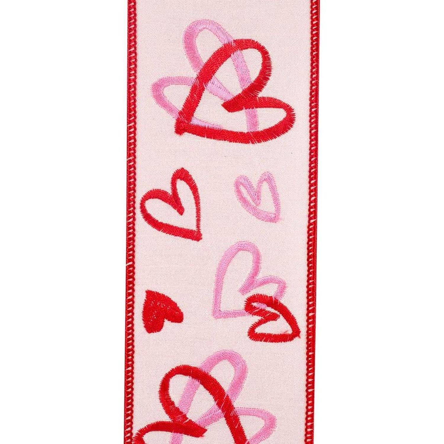 2.5" Hearts Tangle Dupioni Ribbon: Pink (5 Yards)