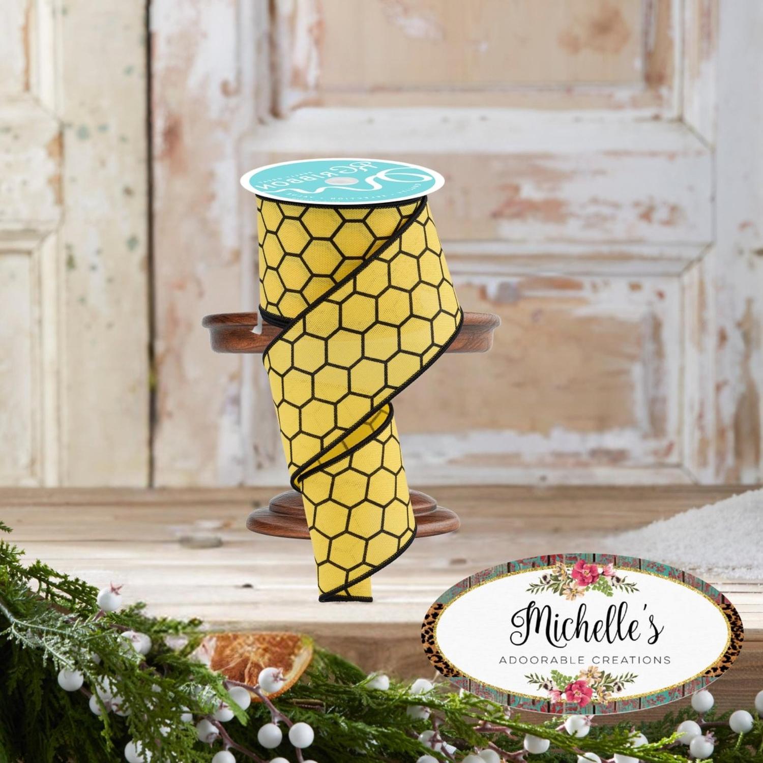 Shop For 2.5" Honeycomb Ribbon: Yellow (10 Yards)