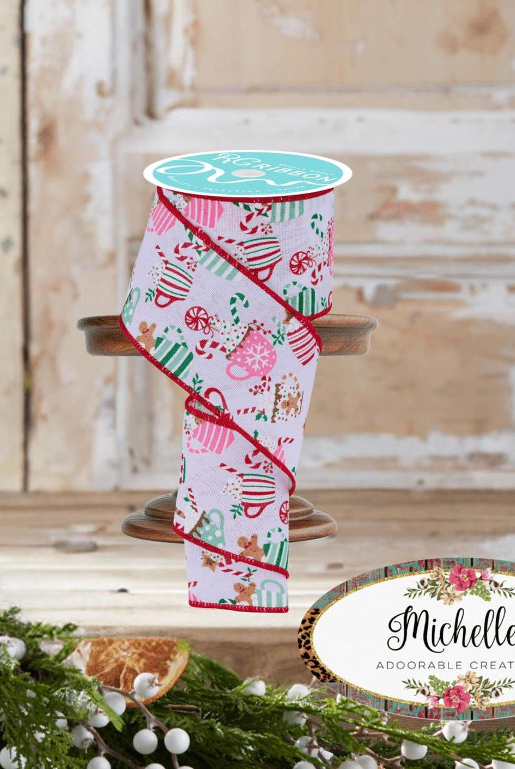 2.5" Hot Cocoa Mugs Ribbon: White (10 Yards)