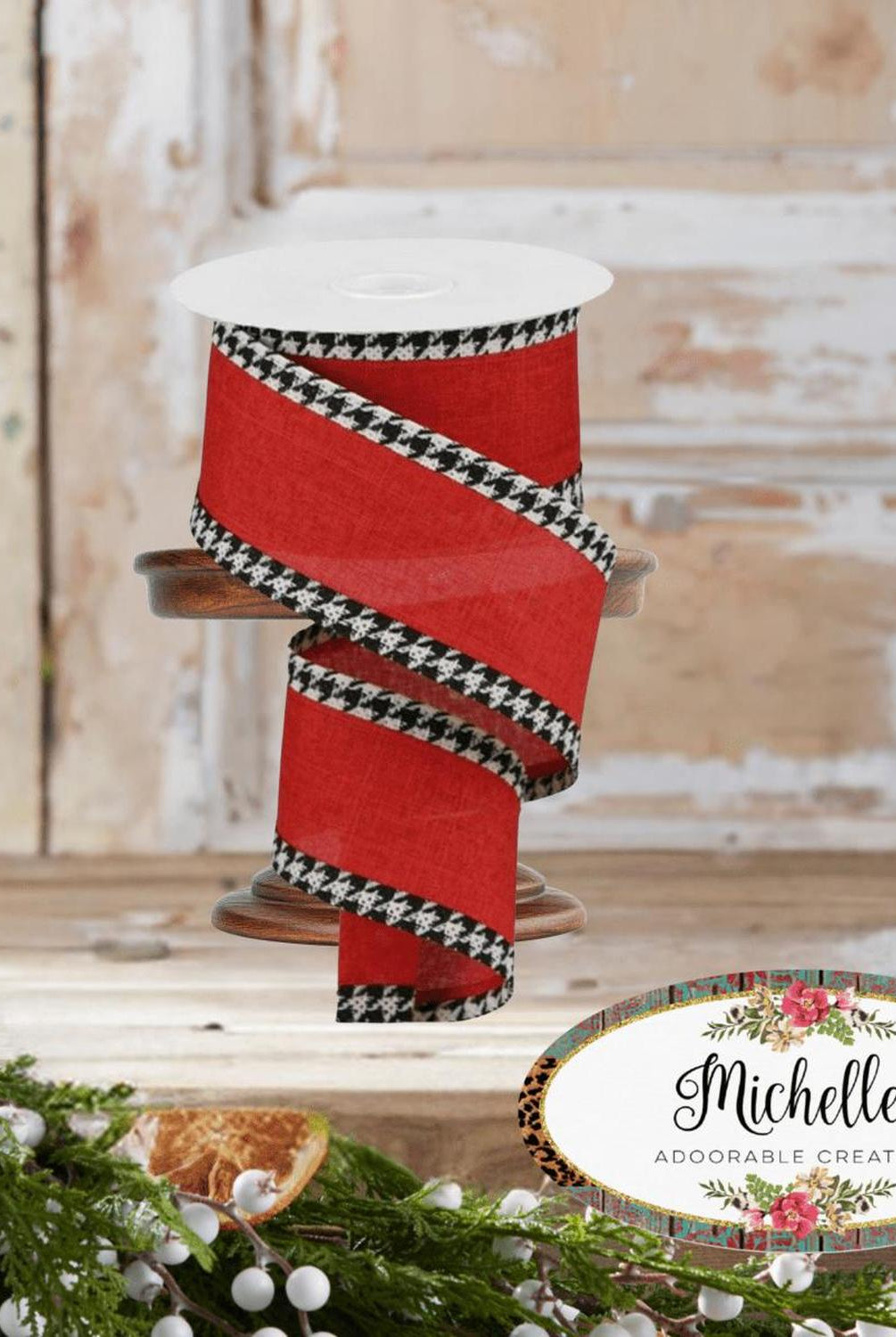 Shop For 2.5" Houndstooth Edge Ribbon: Red, Black, White (10 Yards)