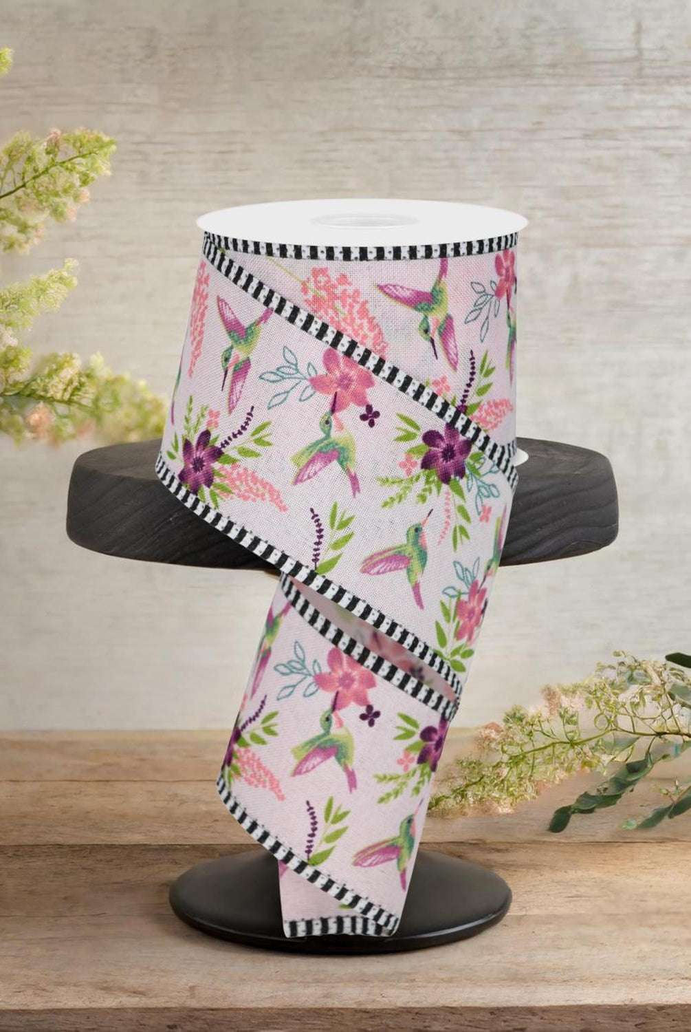 Shop For 2.5" Hummingbirds Stripe Edge Ribbon: Pink (10 Yards)